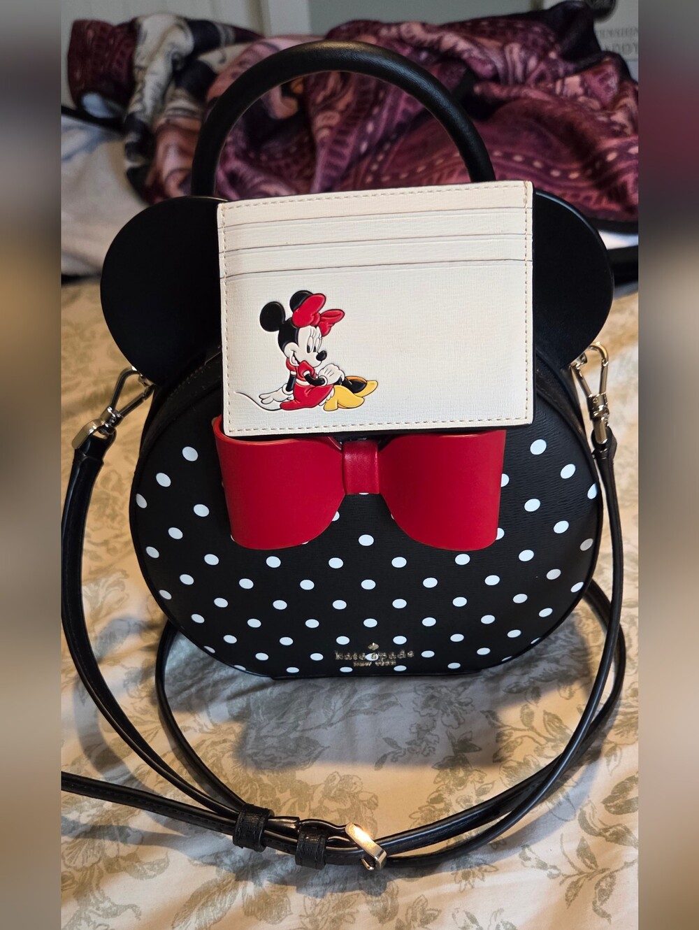 Kate Spade Minnie Mouse Polka Dot Crossbody With Cardholder Wallet